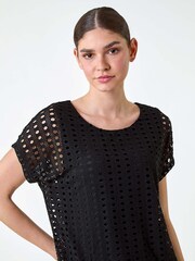 Roman Black Cut Out Detail Stretch Top - Image 4 of 5