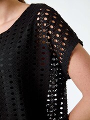 Roman Black Cut Out Detail Stretch Top - Image 5 of 5