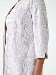 Roman White Lace Longline Formal Jacket - Image 6 of 6