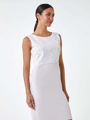 Roman White Lace Bodice Shift Dress - Image 4 of 5
