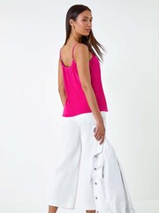 Roman Pink Gathered V-Neck Stretch Vest Top - Image 3 of 5