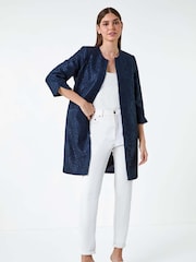 Roman Blue Lace Longline Formal Jacket - Image 1 of 5