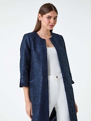Roman Blue Lace Longline Formal Jacket - Image 2 of 5