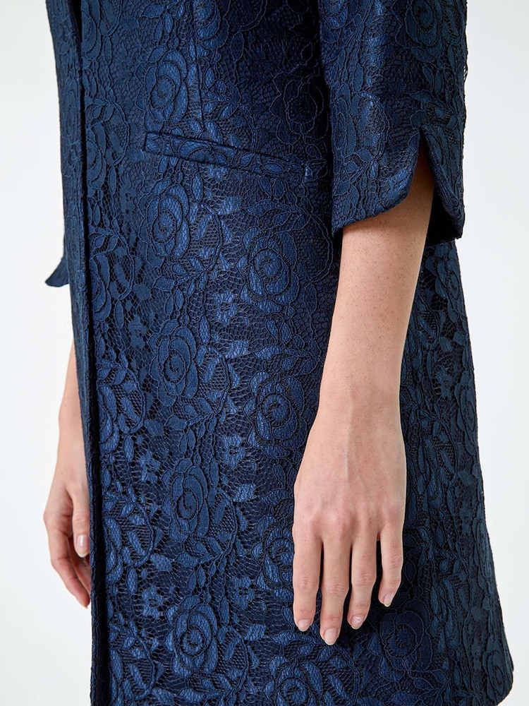 Roman Blue Lace Longline Formal Jacket - Image 5 of 5