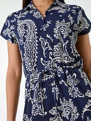 Roman Blue Paisley Textured Stretch Jersey Jumpsuit - Image 5 of 5