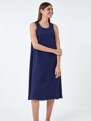 Roman Blue Textured Sleeveless Midi Dress - Image 1 of 5