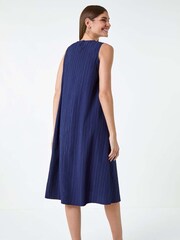 Roman Blue Textured Sleeveless Midi Dress - Image 3 of 5
