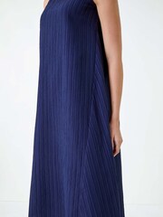Roman Blue Textured Sleeveless Midi Dress - Image 5 of 5