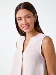 Roman Natural Plain Sleeveless Vest Top - Image 4 of 5