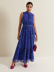 Phase Eight Blue Petite Sofia Print Maxi Blue Dress - Image 1 of 6