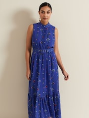 Phase Eight Blue Petite Sofia Print Maxi Blue Dress - Image 3 of 6