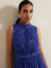 Phase Eight Blue Petite Sofia Print Maxi Blue Dress - Image 4 of 6