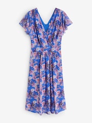 Jolie Moi Blue Fit & Flare Mesh Midi Dress - Image 7 of 7