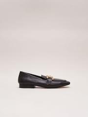 Phase Eight Black Leather Flat Loafers - Image 1 of 7