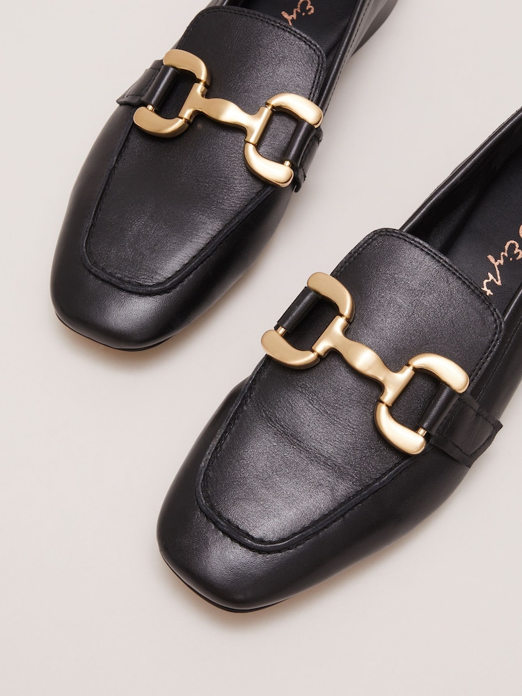Phase Eight Black Leather Flat Loafers - Image 2 of 7
