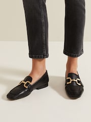 Phase Eight Black Leather Flat Loafers - Image 4 of 7
