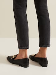 Phase Eight Black Leather Flat Loafers - Image 5 of 7