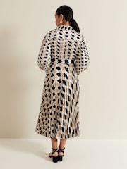 Phase Eight Black Petite Phase Eight Lyric Geo Pleated Midi Black Dress - Image 2 of 7