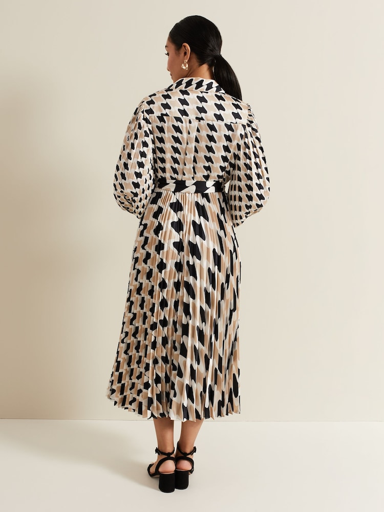 Phase Eight Black Petite Phase Eight Lyric Geo Pleated Midi Black Dress - Image 2 of 7