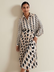 Phase Eight Black Petite Phase Eight Lyric Geo Pleated Midi Black Dress - Image 3 of 7