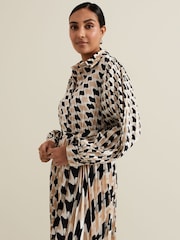 Phase Eight Black Petite Phase Eight Lyric Geo Pleated Midi Black Dress - Image 6 of 7
