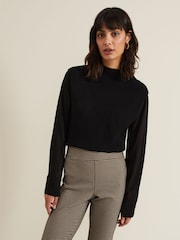 Phase Eight Black Ella Woven Sleeve Jumper - Image 1 of 7
