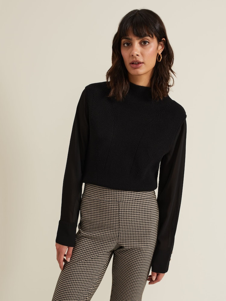 Phase Eight Black Ella Woven Sleeve Jumper - Image 1 of 7
