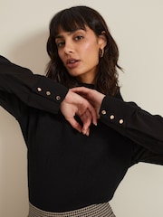 Phase Eight Black Ella Woven Sleeve Jumper - Image 4 of 7