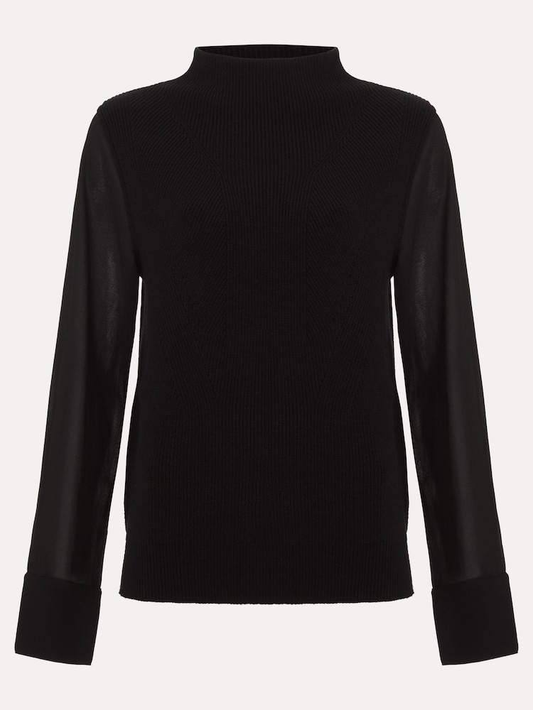 Phase Eight Black Ella Woven Sleeve Jumper - Image 7 of 7