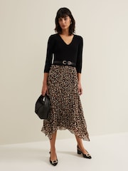 Phase Eight Black Josephine Animal Woven Hem Knit Dress - Image 1 of 7