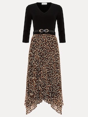 Phase Eight Black Josephine Animal Woven Hem Knit Dress - Image 7 of 7