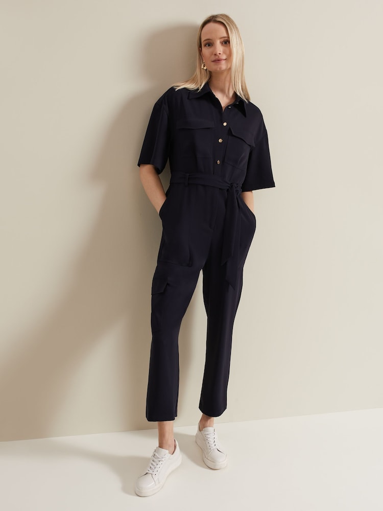 Phase Eight Blue Petite Tallulah Utility Jumpsuit - Image 1 of 7