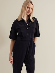 Phase Eight Blue Petite Tallulah Utility Jumpsuit - Image 3 of 7