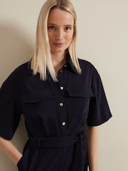 Phase Eight Blue Petite Tallulah Utility Jumpsuit - Image 4 of 7