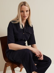 Phase Eight Blue Petite Tallulah Utility Jumpsuit - Image 5 of 7