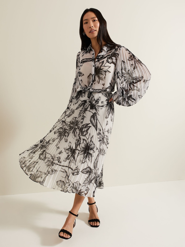 Phase Eight Black Sienna Floral Print Skirt - Image 1 of 6
