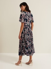 Phase Eight Black Kathleen Floral Pleated Midi Dress - Image 2 of 7