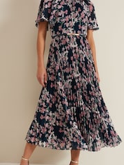 Phase Eight Black Kathleen Floral Pleated Midi Dress - Image 5 of 7