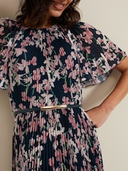 Phase Eight Black Kathleen Floral Pleated Midi Dress - Image 6 of 7