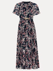 Phase Eight Black Kathleen Floral Pleated Midi Dress - Image 7 of 7