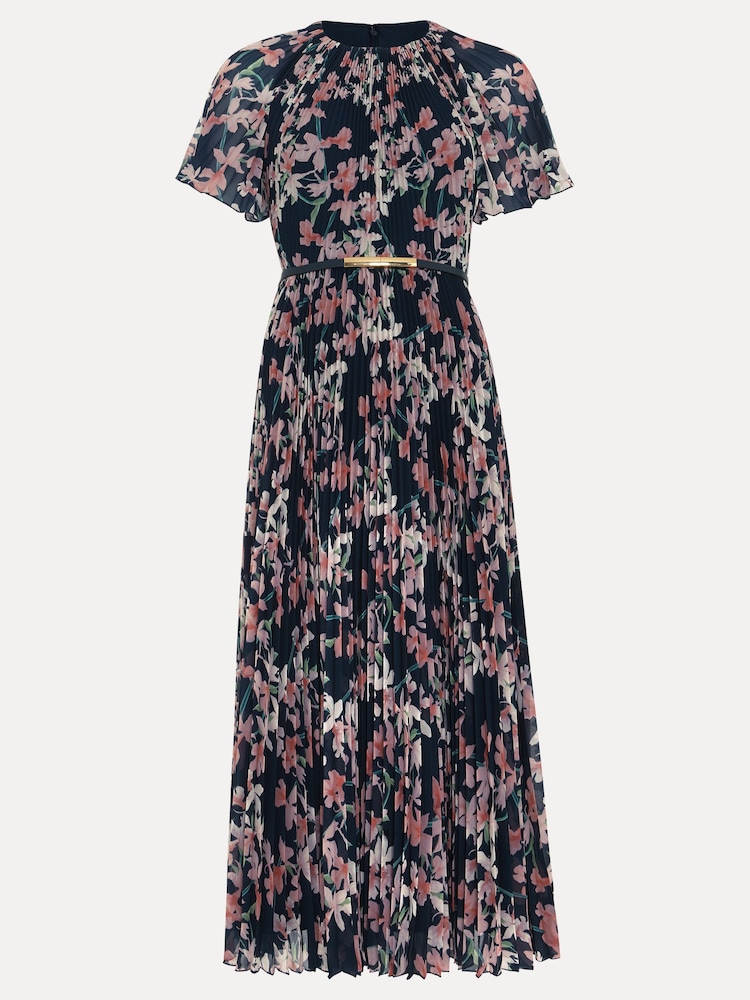 Phase Eight Black Kathleen Floral Pleated Midi Dress - Image 7 of 7