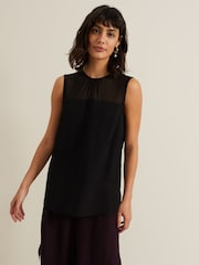 Phase Eight Black Marissa Mixed Media Top - Image 1 of 6