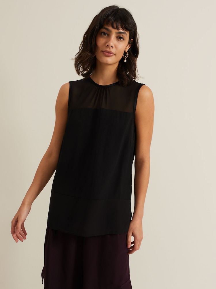 Phase Eight Black Marissa Mixed Media Top - Image 1 of 6
