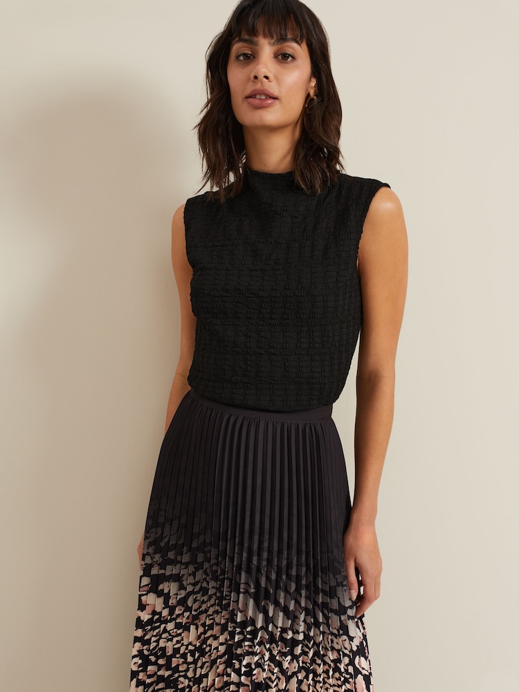 Phase Eight Black Haylee Sleeveless Texture Top - Image 1 of 7 Phase Eight Black Haylee Sleeveless Texture Top - Image 1 of 7
