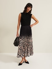 Phase Eight Natural Elmina Geo Pleated Midi Skirt - Image 1 of 7