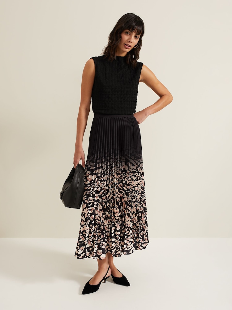 Phase Eight Natural Elmina Geo Pleated Midi Skirt - Image 1 of 7