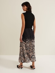 Phase Eight Natural Elmina Geo Pleated Midi Skirt - Image 2 of 7