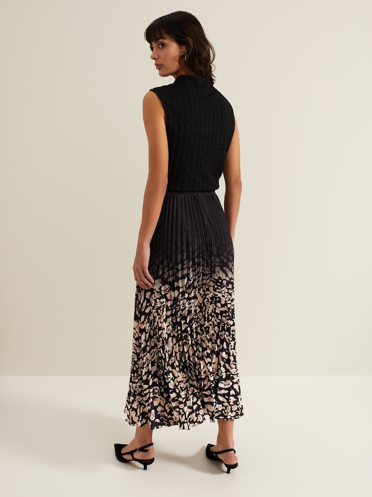 Phase Eight Natural Elmina Geo Pleated Midi Skirt - Image 2 of 7