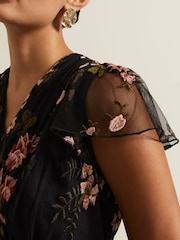 Phase Eight Black Tamera Mesh Embroidered Maxi Dress - Image 4 of 7