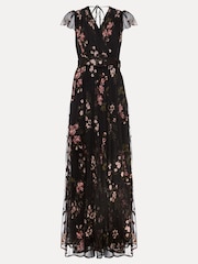 Phase Eight Black Tamera Mesh Embroidered Maxi Dress - Image 7 of 7